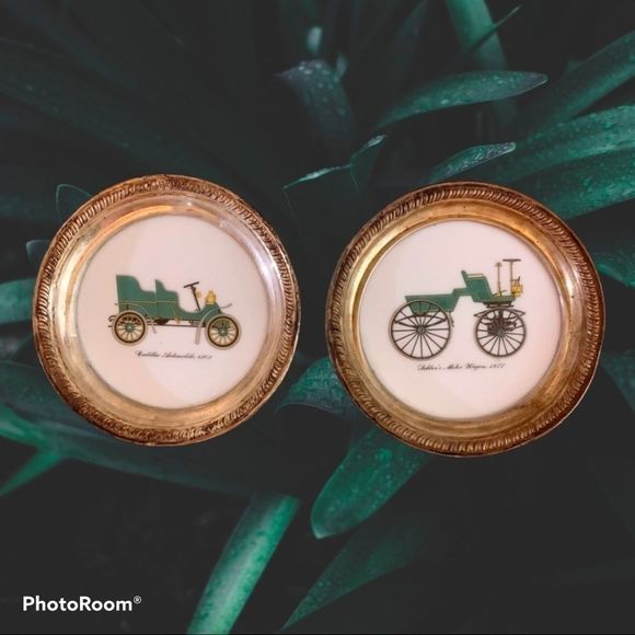 Vintage Car Coasters Silverplate